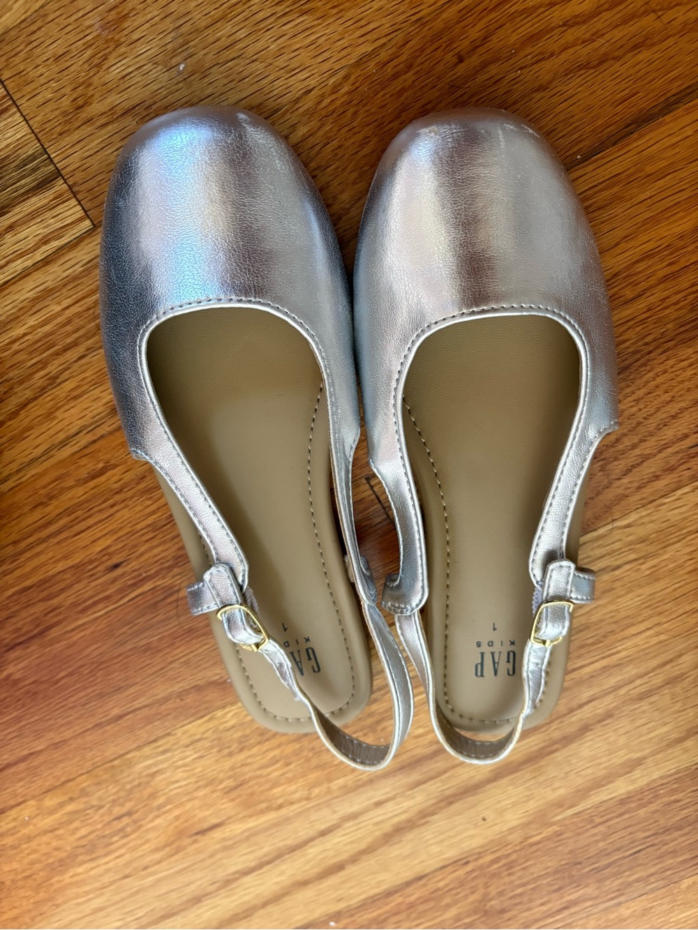 GAP Girls Silver Metallic Slingback Ballet Flats